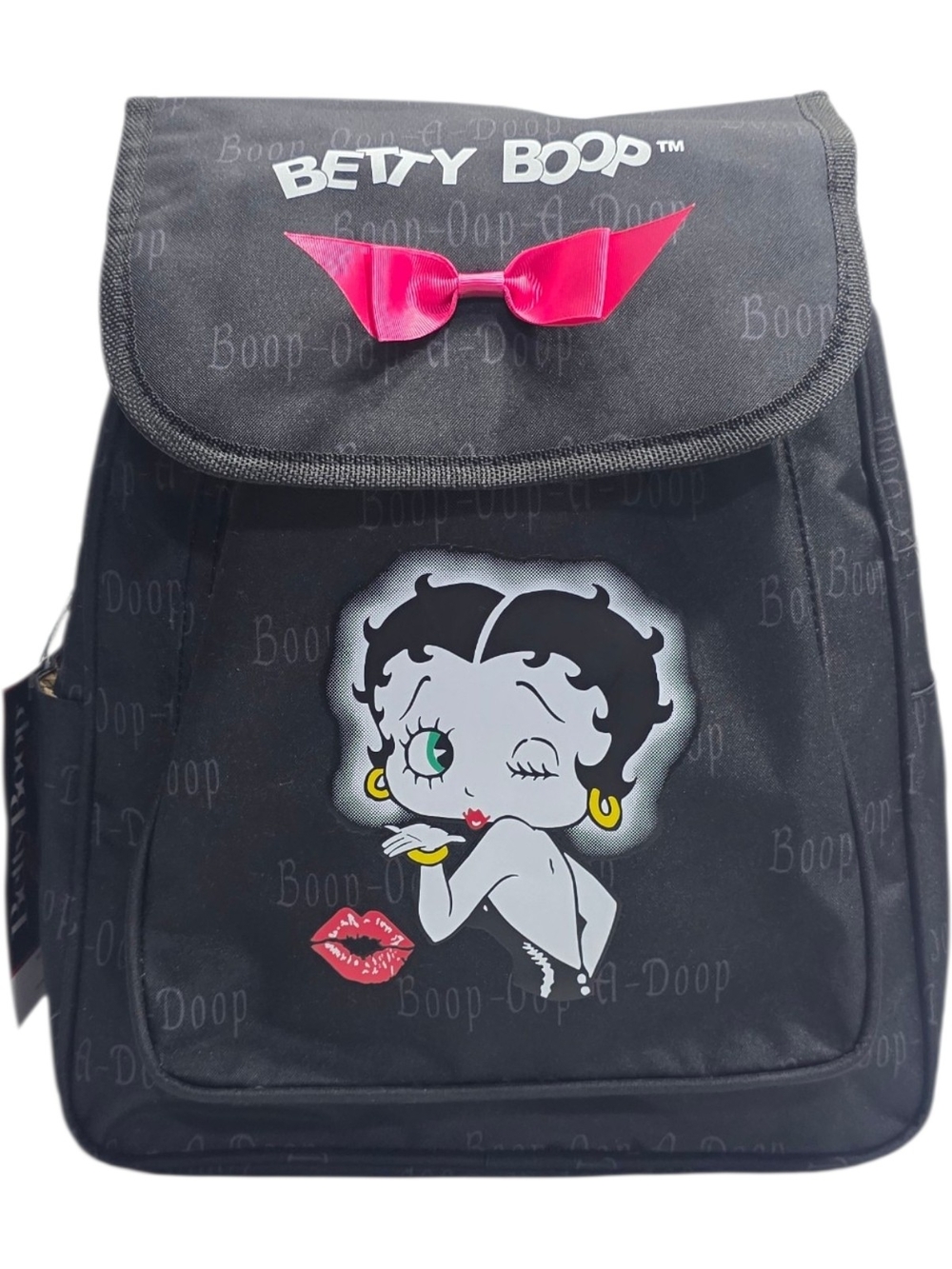 Betty Boop Boop-Oop-A-Doop Black Backpack Pink Bow Logo Print NWT - Picture 12 of 12